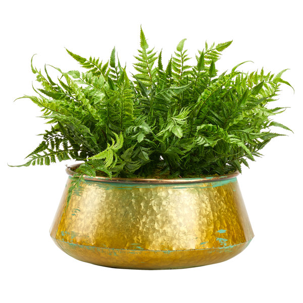 Primrue 212094 17'' Faux Fern Plant in Metal Planter Wayfair